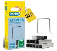 Rapid Caja Estrecha de Grapas de Corona Plana para Plástico, Cartón y Alfombras N.º140 de Acero Galvanizado, 12 mm - 648 Grapas