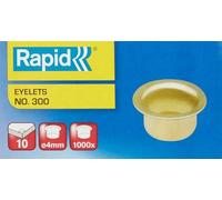 Rapid Grapas para ojales de 300/4 mm, para sujetar hasta 10 hojas, 4 mm de diámetro, uso con alicates para ojales, latón, caja de 1000, 31073008