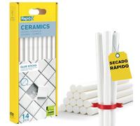 Rapid Paquete de 14 Barras de Cola para Cerámica y Azulejos, Diámetro 12 mm x 190 mm, Color Blanco, Adecuadas para Porcelana, Materiales Porosos, Sellados, Sin Disolventes, Pegado Rápido