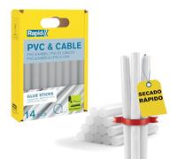 Rapid Paquete de 14 Barras de Cola para PVC y Cables, Diámetro 12 mm x 94 mm,Color Transparente, Adecuadas para Materiales Plásticos, Goma, Vidrio, Plexiglás, Sin Disolventes, Pegado Rápido(40107358)