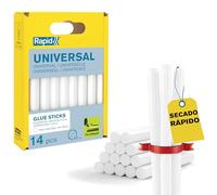 Rapid Paquete de 14 Barras de Cola Universal, Diámetro 12 mm x 94 mm, Color Blanco, Contiene Altos Niveles de Resina, Sin Disolventes, Pegado Rápido (40107355)