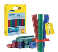 Rapid Paquete de 16 Barras de Cola Ovaladas de Colores con Purpurina para Decoración, Colores Azul, Rojo y Verde, Baja Temperatura, con Altos Niveles de Resina, Sin Disolventes, Pegado Rápido