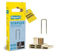 Rapid Paquete de 600 Grapas N.606/18 para Fijación de Materiales Rígidos, Listones, Paneles, Marcos, Cajones, con Corona Estrecha y Recubrimiento de Resina, Longitud de Pierna 18 mm
