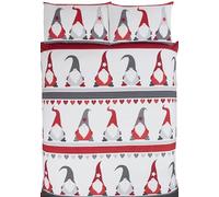 Rapport Festive Gonks - Juego de Funda de edredón de Navidad, Blanco, 3 Piezas, Doble