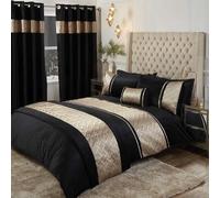 Rapport Home Capri - Juego de Funda de edredón para Cama Doble (1 Unidad), Color Negro y Dorado