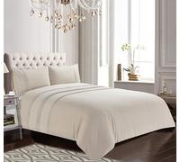 Rapport home Charlotte - Juego de Funda nórdica Bordada, Elegante Ropa de Cama Beige Suave con Delicado Bordado Floral, Funda de edredón y Fundas de Almohada de Lujo de fácil Cuidado (tamaño King)