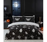 Rapport Home Gothic Magic - Juego de Funda de edredón de Microfibra, tamaño King, temática Oscura, Halloween, Juego de edredón de Bruja mágica, Color Negro