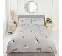 Rapport Home Pawsome - Juego de Funda de edredón Reversible de Microfibra para Cama Individual, Color Gris