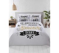 Rapport Home Rapport Today is The Day - Juego de Funda de edredón para Cama Doble, Color Negro y Blanco y Dorado, polialgodón