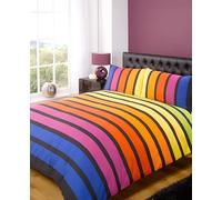 Rapport Juego de Cama, edredón nórdico multirayas, Azul, púrpura, Naranja, Amarillo, Verde (Cama Individual)