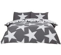 Rapport Stars - Juego de Funda de edredón Reversible, polialgodón, Color Gris