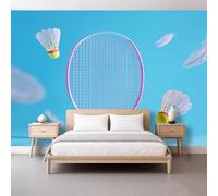 Raqueta De Bádminton Volante Papel Pintado No Tejido 3D 250x175cm Pared Fotos Murales, Tema Deportivo Papel Pintado Panorámico Pared Para Sala Tv Sofá Tema Hotel Pasillo Fondo Pintado