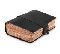 Rasavi Diario vintage encuadernado en cuero para mujeres y hombres, libro de sombras, cierre de cerradura, 200 páginas de papel de acuarela hecho a mano, color negro, 7 x 5 pulgadas