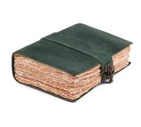 Rasavi Diario vintage encuadernado en cuero para mujeres y hombres, libro de sombras, cierre de cerradura, 200 páginas de papel de acuarela hecho a mano, turquesa, 33 x 20 cm