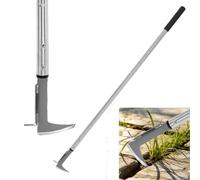 Rascador de malas hierbas, rascador de juntas con mango largo, cortador de malas hierbas de acero inoxidable con borde dentado en forma de L, dispositivo ergonómico de mango largo para jardín