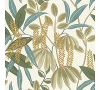 Rasch Country Charme 580624 - Papel pintado no tejido con hojas y plantas, color verde y turquesa