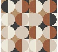 Rasch Magicwalls 363968 - Papel pintado fotográfico (fieltro, 3,00 x 3,18 m, diseño de círculos), color beige, negro, rojo y crema