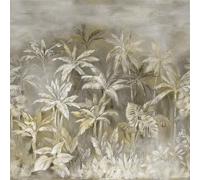 Rasch Magicwalls 364460 - Papel pintado fotográfico sobre fieltro con palmeras en imitación de acuarela en verde oliva, crema y gris claro de la colección Magicwalls, 2,65 m x 2,65 m (largo x ancho)