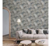 Rasch Opulenza Papel Pintado De Vinilo Azul 659764 Texturizado Floral Lavable