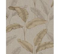 Rasch Papel pintado 200324 con hojas de palma tropicales con aspecto de lino, 10,05 m x 0,53 m (largo x ancho)