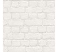 Rasch Papel pintado 201710 en blanco con aspecto de piedra, 10,05 m x 0,53 m (largo x ancho)