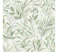 Rasch Papel pintado 286052 - Papel pintado con hojas verdes en moderno aspecto acuarela, 10,05 m x 0,53 m