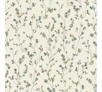 Rasch Papel pintado 486148 - Papel pintado ligero con pequeños flores en verde y azul en estilo acuarela de la colección Country Charme