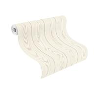 Rasch Papel pintado 499513 - Papel pintado no tejido brillante en color blanco con aspecto de madera, roble, vetas de madera, molduras, estructura