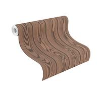 Rasch Papel pintado 499537 - Papel pintado no tejido en marrón oscuro con efecto madera, roble, vetas de madera, madera, molduras, estructura