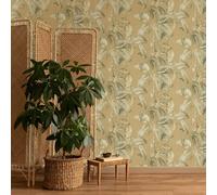Rasch Papel Tapiz Boho Hoja De Palma Mostaza 571479 Texturizado Vinilo