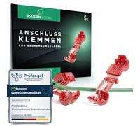 RASENWERK® - Abrazaderas de conexión para estación de carga de cable delimitador de cortacéspedes robóticos - Conector de rama en T - Compatible para Gardena, Husqvarna, Worx, Bosch - rojo - 5 piezas