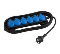 RASMACOR - Base de Enchufe Exterior Estanca IP54 - 6 Tomas Schuko 250 V / 16 A - 3.680 W Máx - Cable 1,5 m - Caja Resistente Uso Exterior Jardin terraza - Alargadera 6 enchufes
