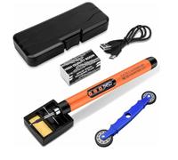 RASMACOR | Kit Soldador Digital Portatil LCD con Batería 1000mAh USB-C 260-430ºC+Rodillo Goma 6/10mm para Tiras LED+Accesorios Resina,Soporte,Estuche,Cable USB-C,Luz Trabajo