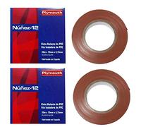 RASMACOR | Pack 2 unidades Cinta aislante Marron de PVC Nuñez-Plymouth 5089 | 20m x 19mm x 0,15mm | Autoextinguible | Para todo tipo de aplicaciones mecánicas y eléctricas