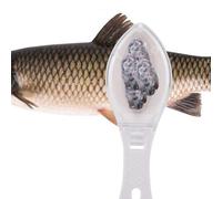 Raspador de Piel de Pescado de Plástico, Cuchillo Raspador de Pescado, Rápido y Seguro para Limpieza de en la Cocina, con Cubierta de Almacenamiento y Orificio para Colgar (WHITE)