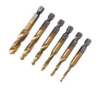 RASTKY Juego de Brocas para Machos de Roscar de Acero de Alta Velocidad para Operaciones de Mecanizado únicas Kit de Brocas para Machos de Roscar Métricas de 6 Piezas, Liviano, Adecuado para Hierro,