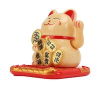 RASTKY Maneki Neko Lindo Gato de la Suerte con Energía Solar Trae Riqueza Felicidad Decoración para el Coche Dormitorio Oficina Plástico 2,76 X 2,56 Pulgadas (YELLOW)