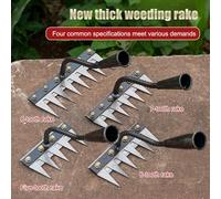 Rastrillo de mano de acero al carbono para jardín, 5/6/7/8 dientes, grada de clavos agrícola, rastrillo de Metal de acero al manganeso multifuncional desmontable para granja Seis dientes x 2