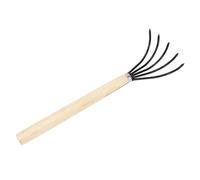 Rastrillo de mano para jardín, 5 púas de acero, mango de madera, diseño ergonómico, cultivador de garras para labrar, aflojar el suelo, plantar flores, verduras (Mango largo)