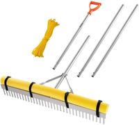 Rastrillo para jardín, con cabeza de 914 mm de ancho y mango de 2590 mm. Rastrillo de aluminio resistente para trabajos de jardinería, ideal para nivelar asfalto, aflojar tierra, jardines, céspedes, g