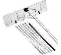 Rastrillo para nieve, 66 cm, con pala de aluminio. Rascador ajustable para nieve en techos, de 2,3 a 6 metros, con ruedas, mango antideslizante. Herramienta ligera para remover nieve, ideal también pa