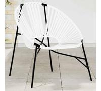 Ratán sintético resistente Silla exterior elegante Estructura acero Blanco | Silla Colgante de Jardín Tipo Huevo de Ratán Sintético Blanco y Negro Resistente a la Intemperie con Estructura de Acero para