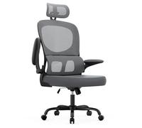 rattantree Silla de Oficina Ergonómica con Soporte Lumbar, Silla Escritorio Respaldo con Reposacabezas y Altura Ajustables, Reposabrazos Abatible, Silla de Ordenador para Oficina en Casa, Negro y gris