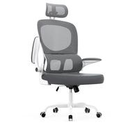 rattantree Silla Oficina Ergonómica con Soporte Lumbar, Silla de Escritorio Respaldo con Reposacabezas y Altura Ajustables, Reposabrazos Abatible, Silla de Ordenador para Oficina en Casa, Gris Oscuro
