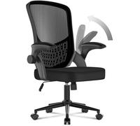rattantree Silla Oficina, Silla Ergonomica Escritorio con Brazos Abatibles 90°,Sille ergonomica Soporte Lumbar con Almacenamiento, Tapicería de Malla Transpirable, Office Chair Giratoria 360°, Negro