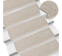 RAUGAJ Household Supplies - Alfombrillas autoadhesivas para escaleras, aspecto de sisal, 15 unidades, 65 x 21 x 4 cm, color plateado