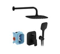 Ravak 10° - Conjunto de ducha con grifo empotrado, con cuerpo, 3 chorros, negro X07S013