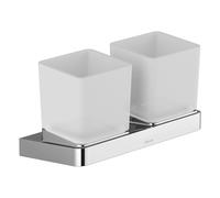 Ravak 10° conjunto de vasos de vidrio con soporte blanco-cromo X07P322