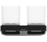 Ravak 10° conjunto de vasos de vidrio con soporte blanco-negro X07P558