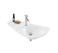 Ravak Avocado - Lavabo 85x45 cm, con rebosadero, con agujero para grifo, espacio de almacenamiento a la izquierda, blanco XJ1L1100000